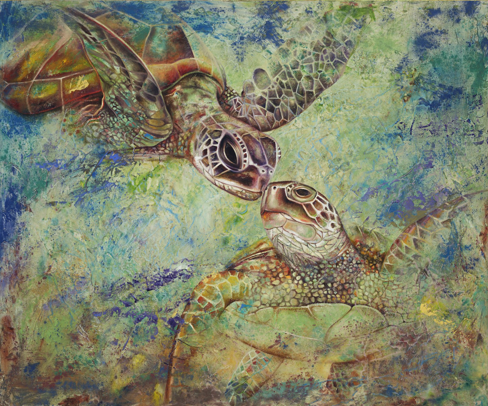 Turtle Kiss by Twins Fine Art, printed by Maui Digital Imaging.